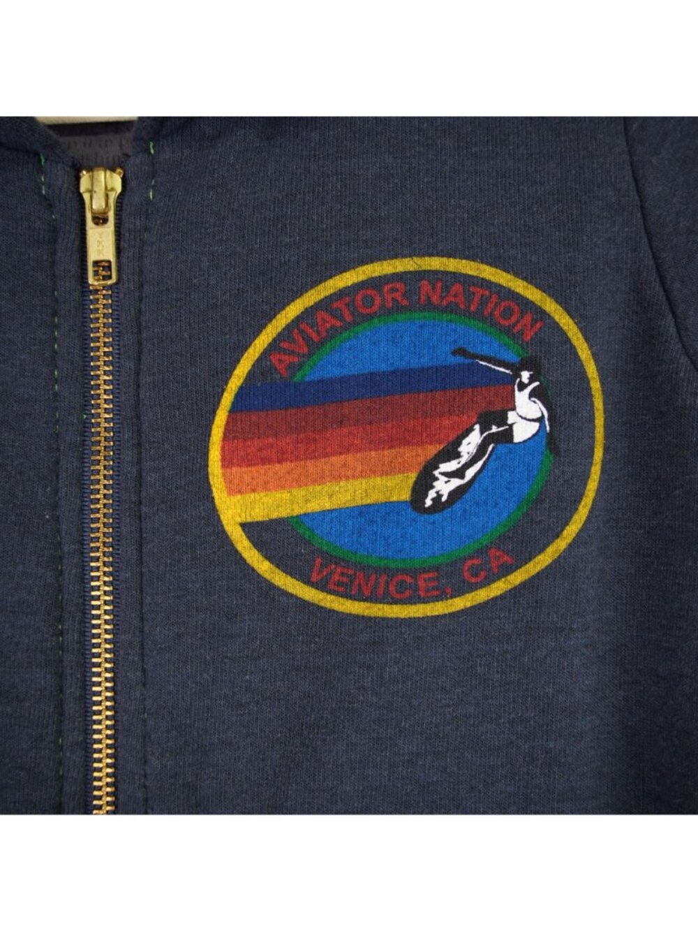Aviator Nation Kids Venice Rainbow Full Zip Hoodie Boys Size 6 Cotton Blend USA - Picture 5 of 16